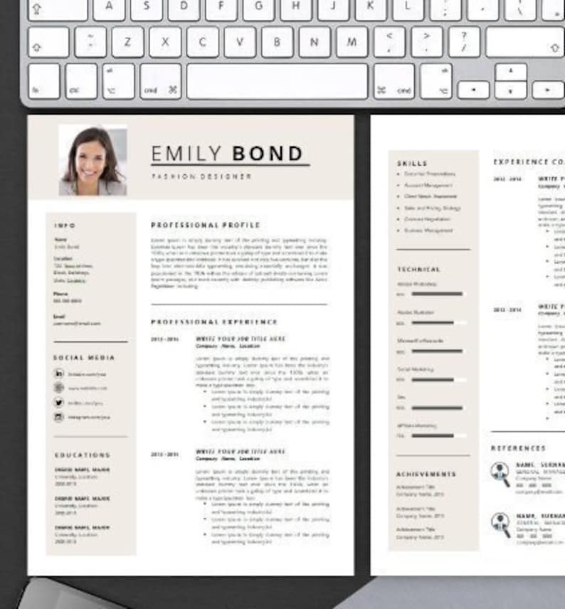 Resume Template with Instant Download Modern & Minimal CV Template Cover Letter DIY Microsoft Word Design Emily Bond image 6