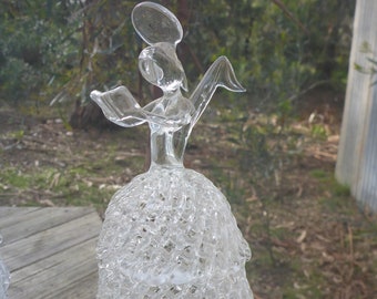 Beautiful HANDBLOWN  clear GLASS ANGEL  16cm tall