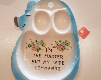 1960s Kitsch Novelty Piggy Breakfast plate cute saying kitchen decor
