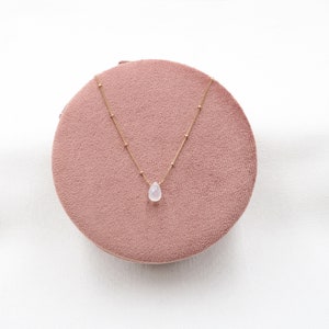 Rainbow Moonstone Necklace• rose gold necklace with a satellite chain• Dainty moonstone pendant• June birthstone