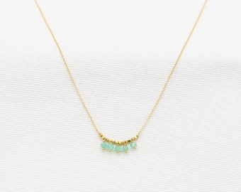 Gold Emerald Necklace• Yellow GOLD 14K • Tiny Charms Necklace• gold jewlery• necklace for woman• perfect gift, birthstone necklace