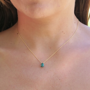 Genuine Emerald  NECKLACE• yellow or rose gold Necklace teardrop 7*4mm• necklace for woman,May Birthstone• Emerald Briolette,emerald jewelry