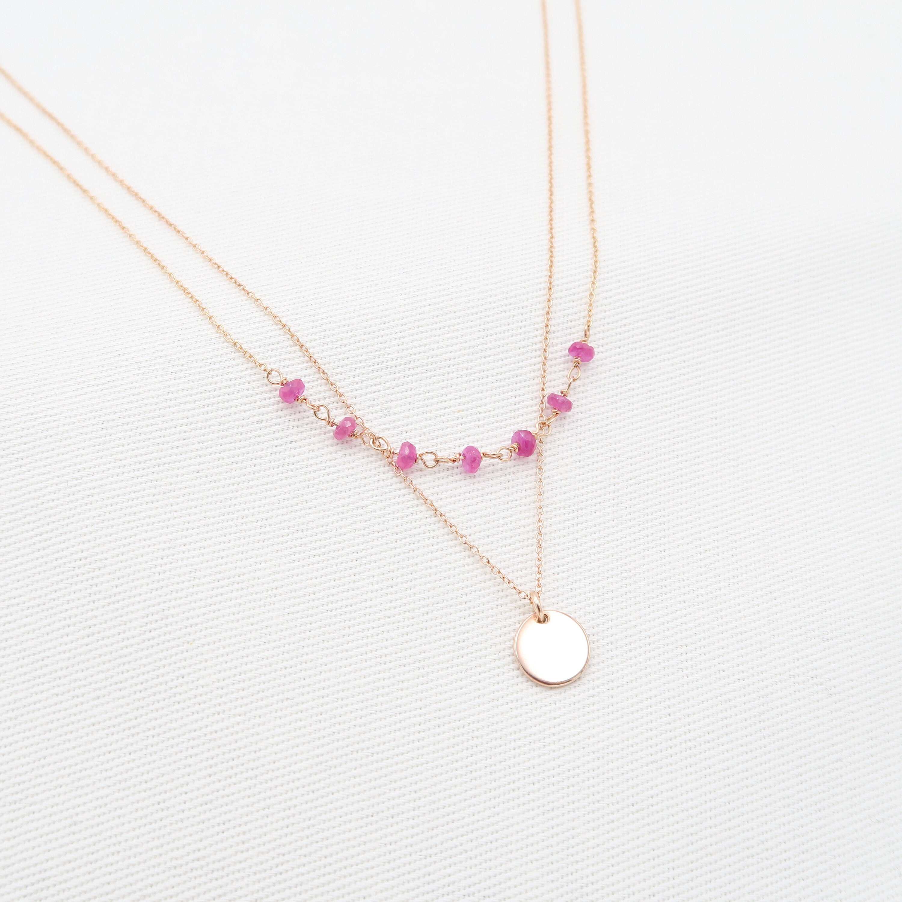 Genuine Ruby ROSE Gold 14K gold necklace Genuine Ruby rosary Etsy