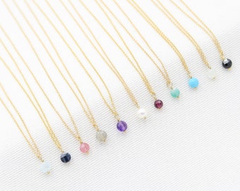 Gemstone necklace pendant• birthstone pendant• gemstone round from 4 to 5 mm ,Emerald Necklace Sterling Silver• gold• rose gold 14K