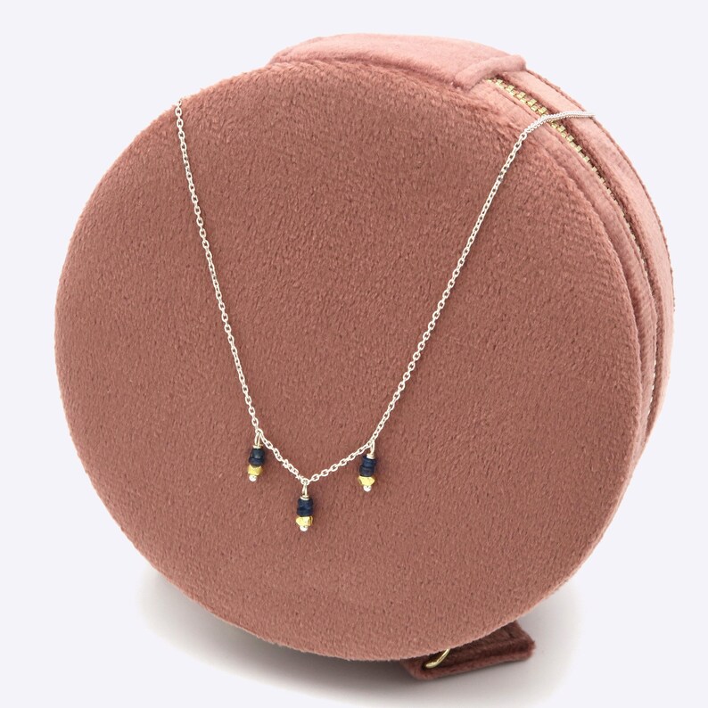 Sapphire Necklace Dainty Pendant: Natural Blue Gemstone Jewelry, Sterling Silver Chain (Adjustable Length, Gift) image 2