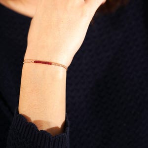 Delicate Ruby Bracelet: Rose Gold Filled Chain, Genuine Red Beads (July Birthstone) image 3