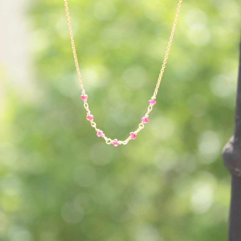 14K Gold necklace Rosary Gemstone Necklace Rosary Jewelry Genuine Gemstone Rosary Yellow gold filled 14K high quality dainty rosary