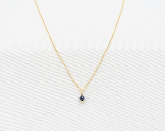 Genuine Sapphire 4mm • sapphire round• September birthstone• Gold sapphire necklace• Sterling Silver sapphire • Genuine Sapphire