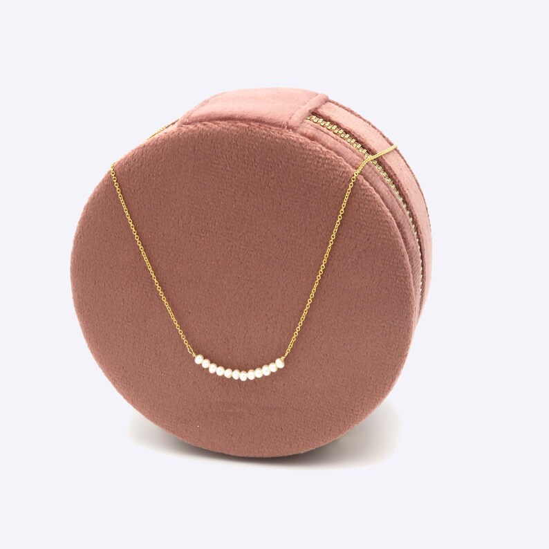 Real Pearl Gold Necklace GOLD 14K Pearl Necklace Dainty Pearl Wedding gift Genuine Tiny Pearl Best Friend Gift bridal gift image 2