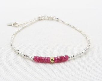 Genuine Ruby Bracelet Sterling Silver Beads Genuine Red Ruby Delicate silver Bracelet Rare Ruby Bracelet AAA Quality Ruby Bracelet