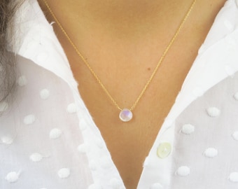 Oryginalny naszyjnik z wisiorkiem w kształcie serca z kamienia księżycowego: różowe złoto, żółte złoto, delikatna biżuteria