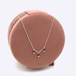 Sapphire Necklace Dainty Pendant: Natural Blue Gemstone Jewelry, Sterling Silver Chain (Adjustable Length, Gift) image 4
