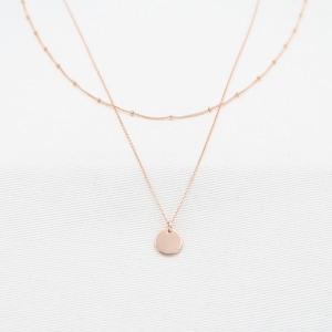 Collar con disco satélite en capas de oro rosa, chapado en oro de 14 quilates, hecho a mano en París imagen 1