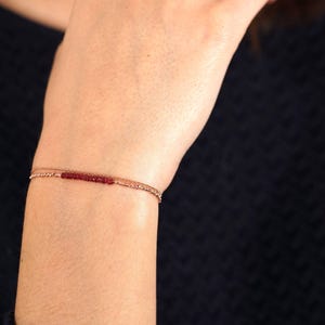 Delicate Ruby Bracelet: Rose Gold Filled Chain, Genuine Red Beads (July Birthstone) image 2