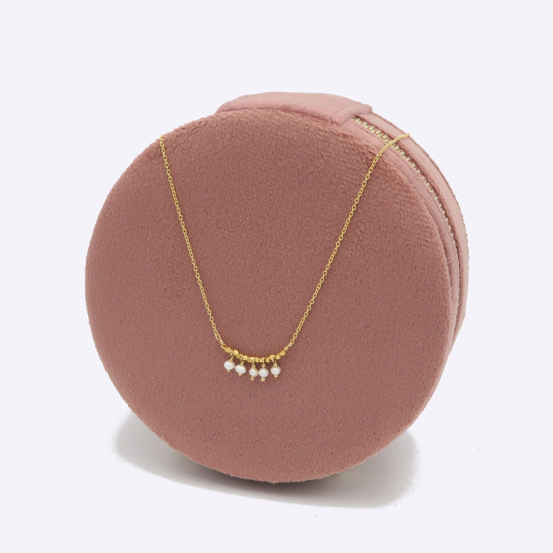 5 Pearls Necklace in Gold Sterling Silver or rose gold | Etsy