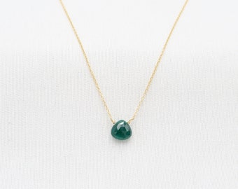 Emerald GOLD 14K • Emerald Heart Necklace • gold 14K• rose gold 14K• Pendant Genuine Emerald May Birthstone• Emerald jewelry,woman gift