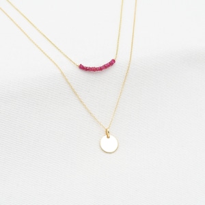 Layered Ruby and Gold Disc Necklace Set – Handmade Parisian Jewelry