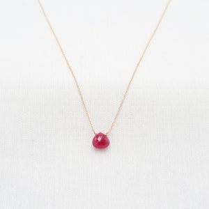 Genuine Ruby Necklace Gold 14K Ruby Pendant Genuine Red Ruby Dainty Ruby Necklace naturalR uby, Gift for Her, Women's jewelry image 1