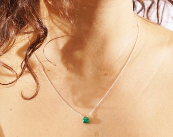 Genuine Emerald Necklace Sterling Silver• gold• rose gold 14K Drop Pendant Necklace Genuine Emerald May Birthstone Emerald jewelry