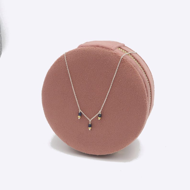 Sapphire Necklace Dainty Pendant: Natural Blue Gemstone Jewelry, Sterling Silver Chain (Adjustable Length, Gift) image 1