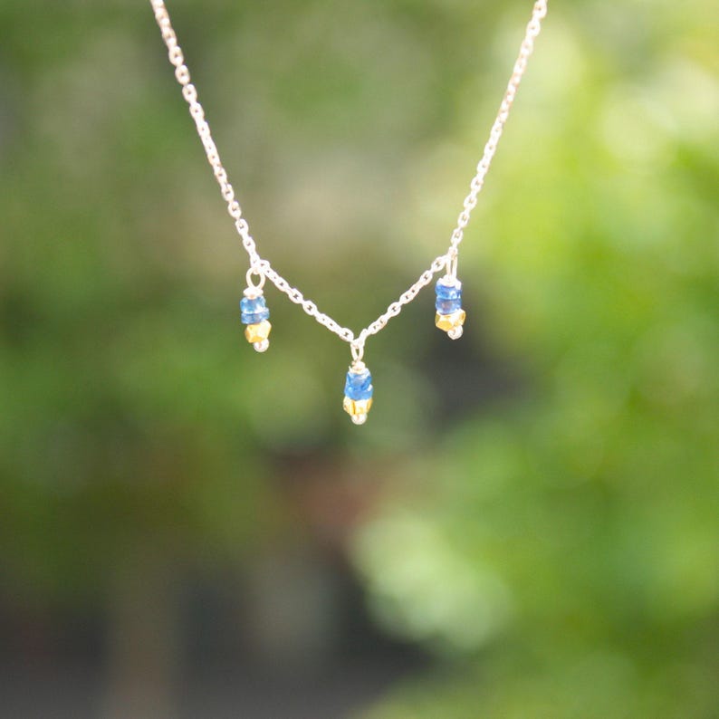 Sapphire Necklace Dainty Pendant: Natural Blue Gemstone Jewelry, Sterling Silver Chain (Adjustable Length, Gift) image 3