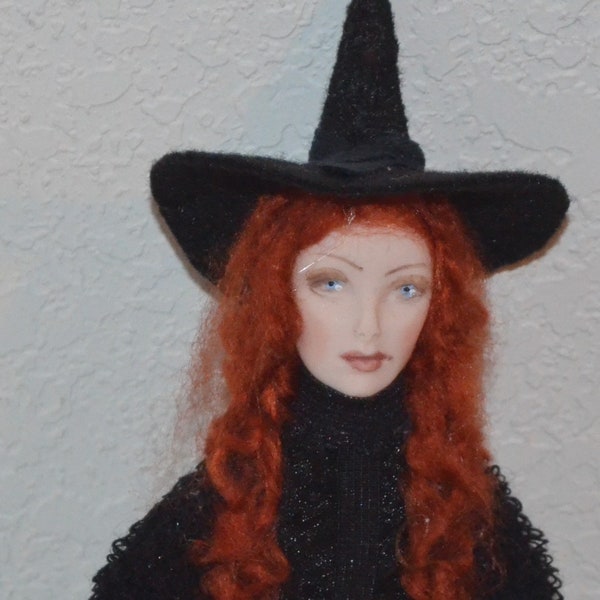 Dollhouse Doll Pretty Lady Witch 1.12 Scale Polymer Clay Sculpt Miniature Doll Custom Order