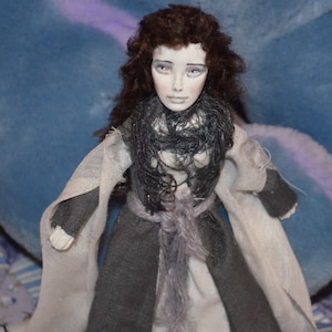 Dollhouse Doll Grey Lady Ghost 1.12 Scale Polymer Clay Sculpt Custom Order Miniature doll house doll by Bohemian Mermaid Art Studio