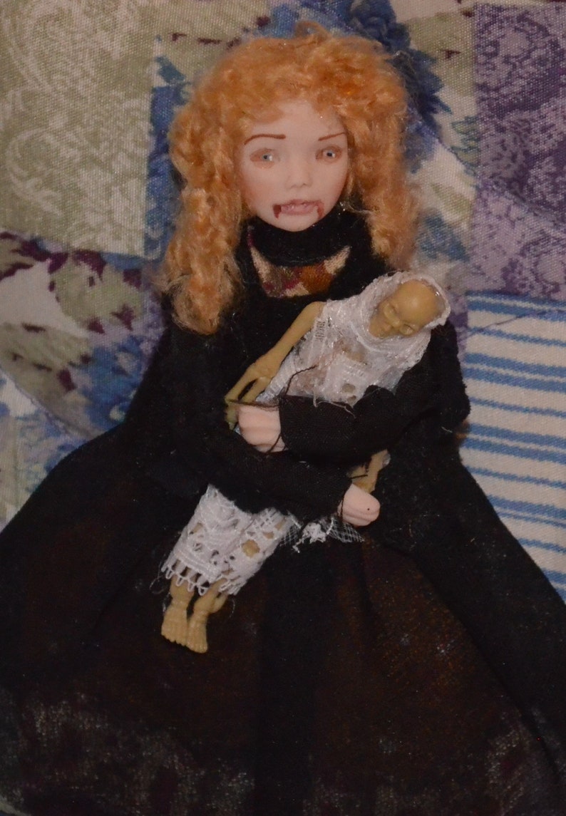 Dollhouse Doll Vampire Girl W Skeleton Miniature Doll Claudia Etsy
