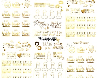 Bachelorette Team Bride Temporary Tattoos 100+ Metallic Designs Bride Tribe Bachelorette Party Favors Supplies Gifts Gold Silver