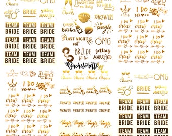 Bachelorette Team Bride Temporary Tattoos 100+ Metallic Tattoos Bride Tribe Bachelorette Party Favors Supplies Gifts Accessories Gold Silver