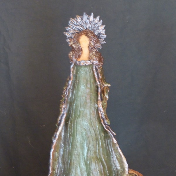 Gaia magische Göttin energievoll Erdgöttin Mutter Erde Altar Figur Ritual Naturfreunde Garten Jahreskreis Wicca handmodelliert Einzelstück