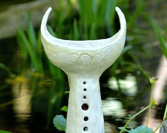 Ritual goblet incense goblet goblet ceramic "moon magic" hand-modeled with moonstone, one-off