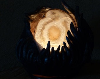 Lantern lamp ceramic hand modeled   