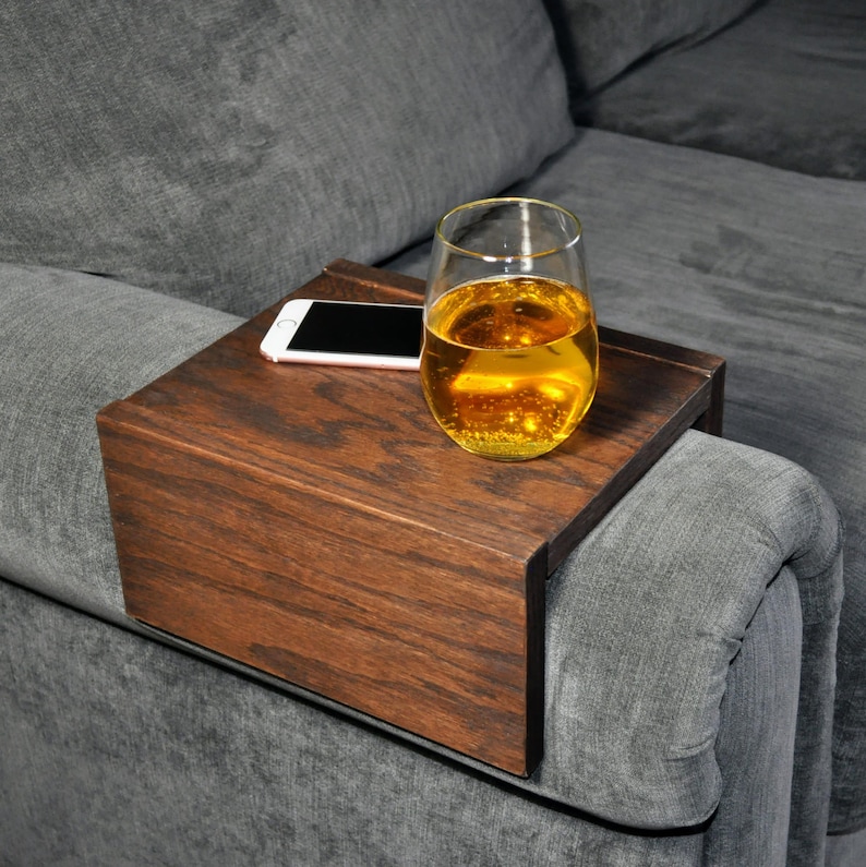 Sofa Armrest Table, Custom, Couch Armrest, Chair Caddy, Wood Tray, Wood Armrest, Couch Table, Sofa Arm Table, Tray, Sofa Tray, Armrest image 2