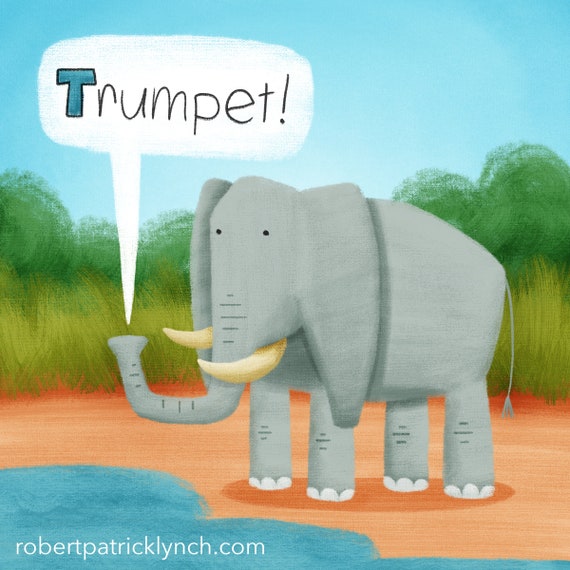 Elephant Illustration Print Animal Kids Room Nursery Sound - Etsy Elephant Illustration Print Animal Kids Room Nursery Sound - Etsy