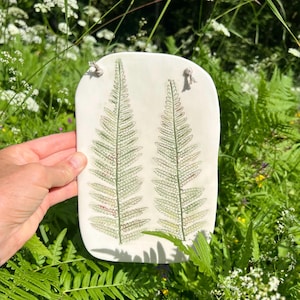 Wallart tile, Handmade Ceramic Wall Hanging decor Fern