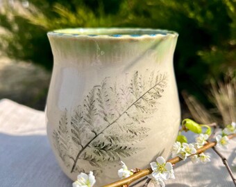 Ceramic Fern Vase, Small Handmade Vase, Botanical Stoneware