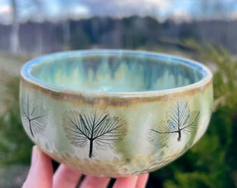 Handmade Decorative bowls with Strawberry Leaves Embossing, Botanical pottery, Farmhouse tableware