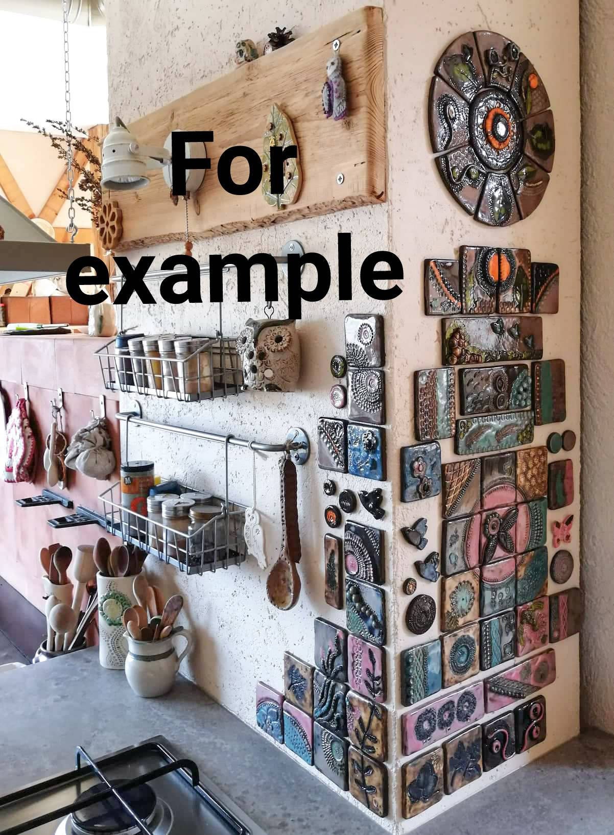 Ceramic Tiles Wall Art Set of 35 Rustic Kitchen Decors Etsy