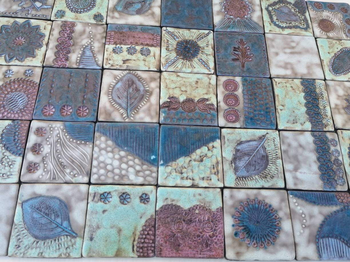 Ceramic Tiles Wall Art Set of 35 Rustic Kitchen Decors Etsy