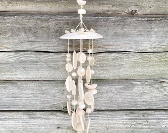 Wind Chime for outdoors, Ceramic Home Garden decor, Farmhouse decoration, Handmade Hanging art, Playful sound, White Housewarming gift