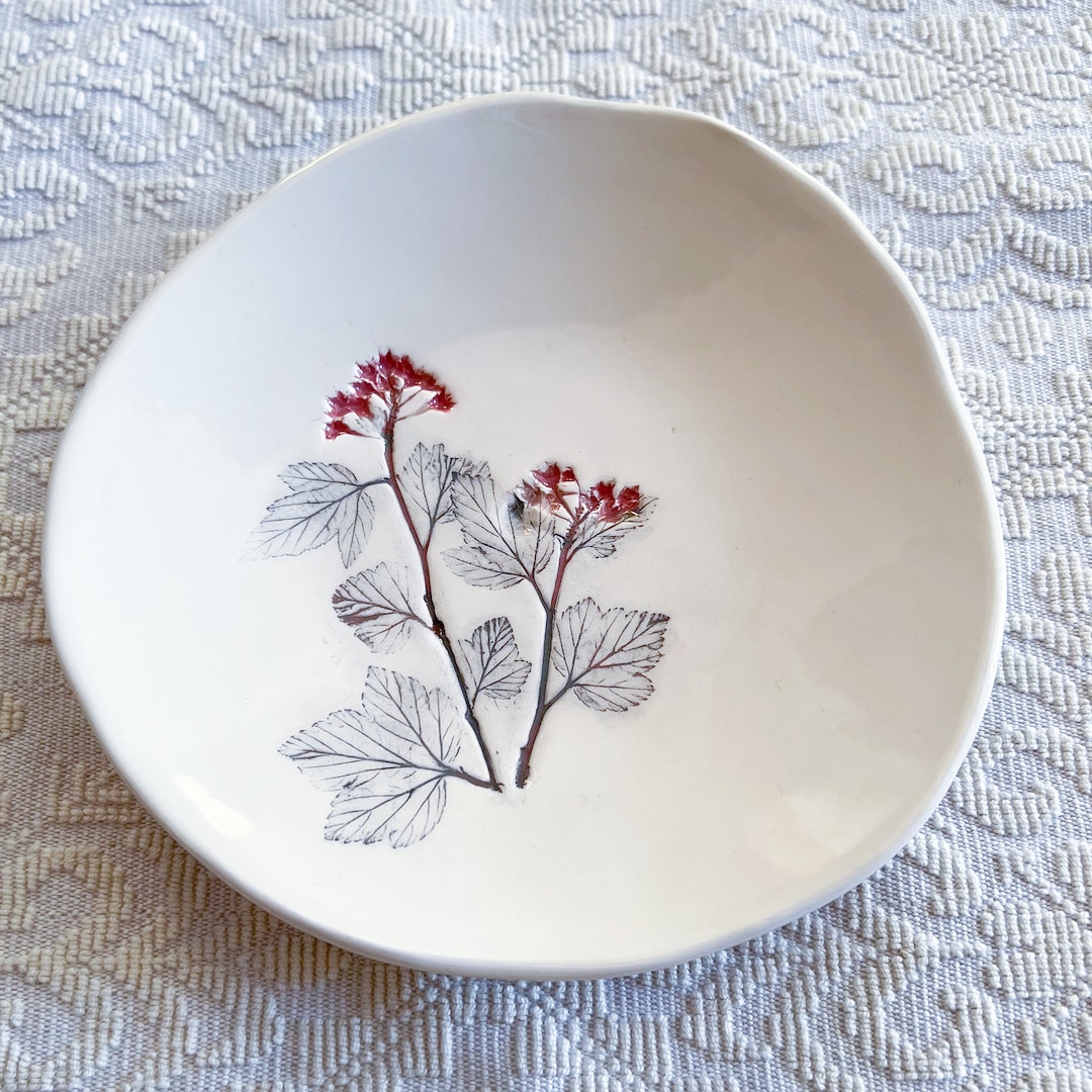 Ceramic Decorative Serving Dish, Botanical Plate, Kitchen Table Decor