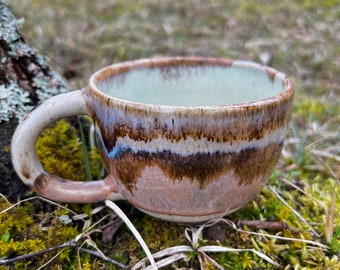 Handmade ceramic mug, Coffee Tea large cup, Stoneware mug, Unique pottery mug, Gift for Coffee or Tea Lover, Nature lover mug, Gift for His