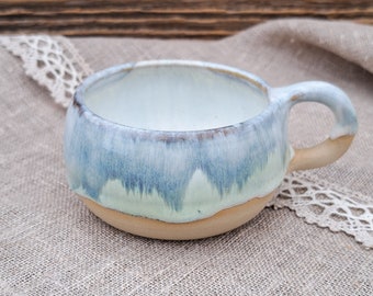 White stoneware Coffee Cup, Handmade pottery Mug