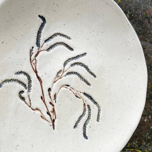 Ceramic serving platter Hazel branches, Botanical art, Handmade Farmhouse kitchen decor, Gift for plant lovers, Decorative Tray Rustic plate image 7