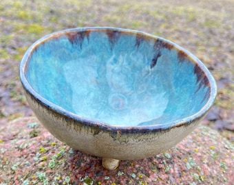 Stoneware bowl, Handmade Decorative serving dish, Ceramic bowl, Fruit bowl, Home Decor, Rustic Kitchen, Light blue Turquoise