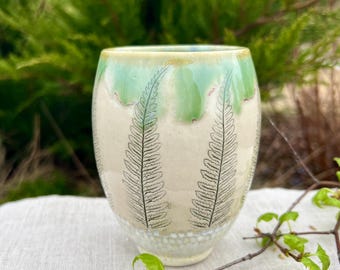 Handmade Stoneware Fern Vase, Botanical Ceramic Vase, Rustic Country House Decor