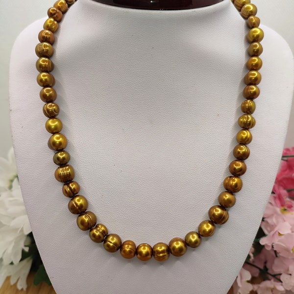 Golden Baroque Freshwater Pearl Necklace