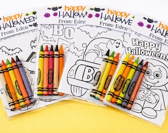 Halloween Party Favors, Halloween coloring set, Halloween Craft, Trick or Treat Favors, Halloween crayon Set, Halloween Classroom Favors