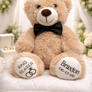 Personalized Ring Bearer Gift, Personalized Teddy Bear for Ring Bearer, Custom Stuffed Animal Ring Bearer Gift, Proposal Gift,